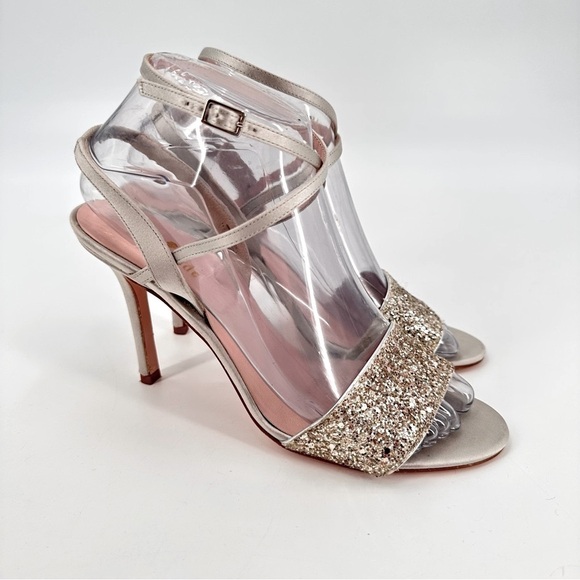 Kate Spade Ismar Silver Glitter Sandals Heels Size 7 - Picture 2 of 8